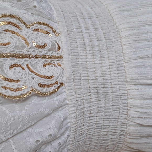 NWOT[M] Ivory Dress Gold Accenct Brocade - Picture 4 of 9